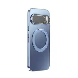 Dteck - Shockproof Frosted Phone Case for Google Pixel 11 Pro XL, 360 Ring Stand Magnetic Cover with Full Lens Film Protection - Lightblue