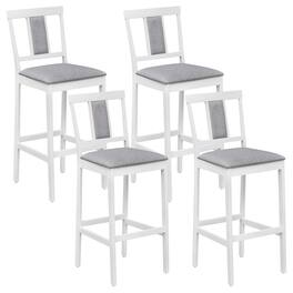 Costway - Upholstered Barstool Set of 4, Modern 29.5" Bar Height Kitchen Island Stool - White + Gray