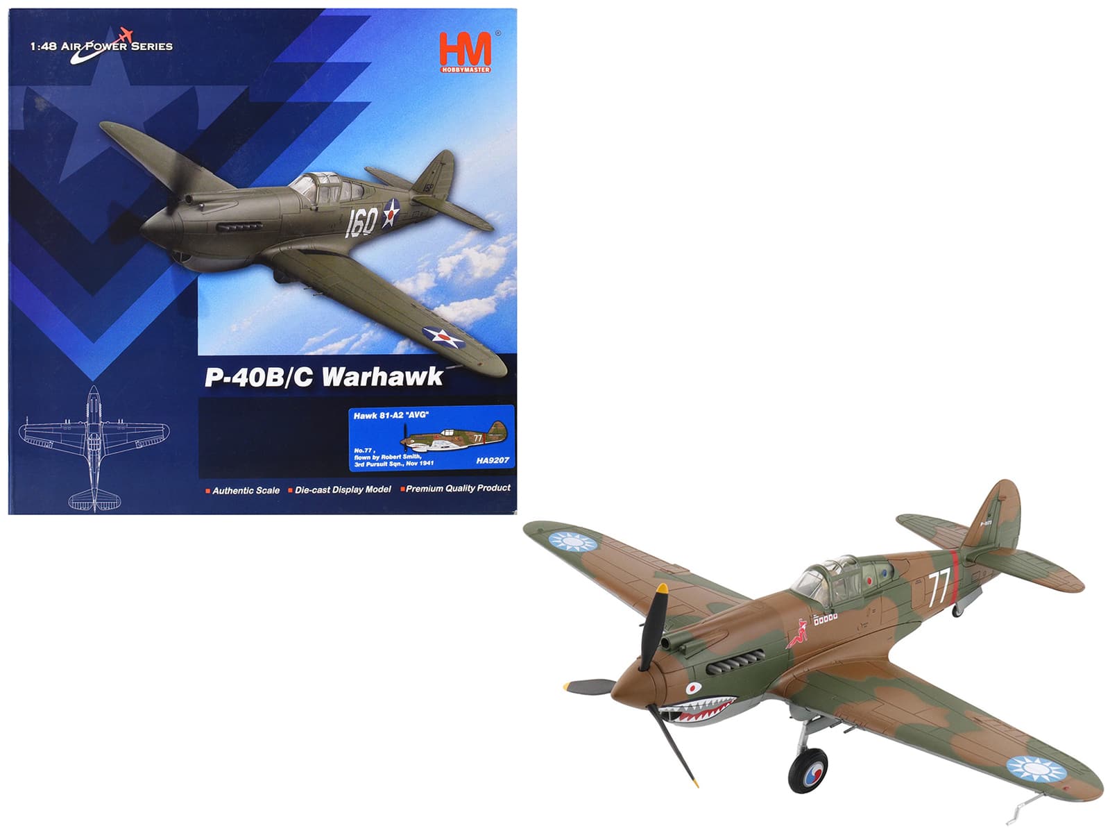 Curtiss P-40B Hawk 81-A2 Fighter-Bomber Aircraft No.77 1941 American Volunteer Group in China 1/48 Model by Hobby Master price history on PriceWatchPro