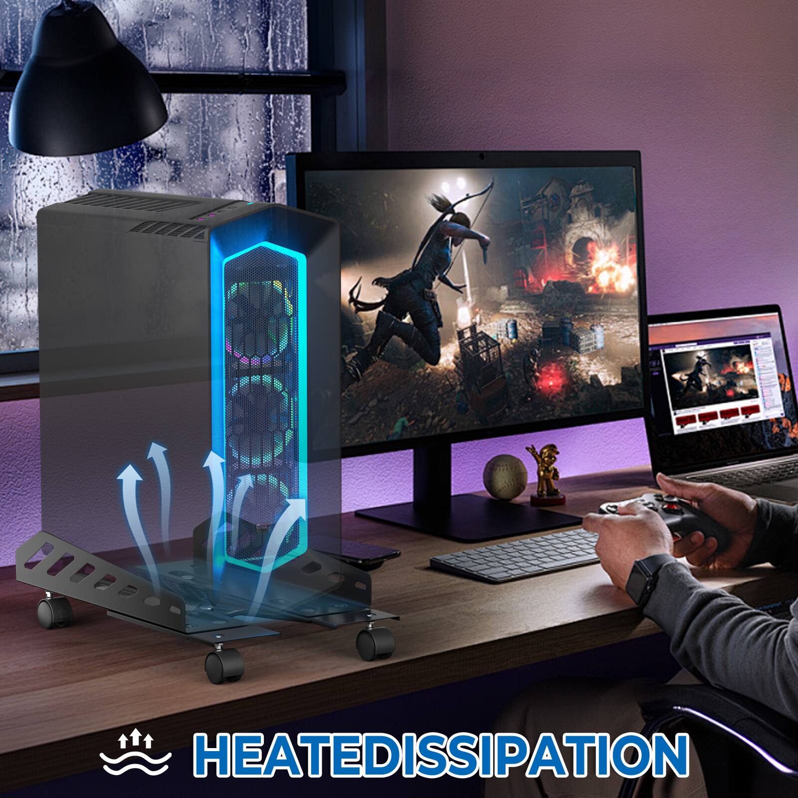 Alt View 4. AGPtek - CPU Stand Computer Tower Stand - Black.