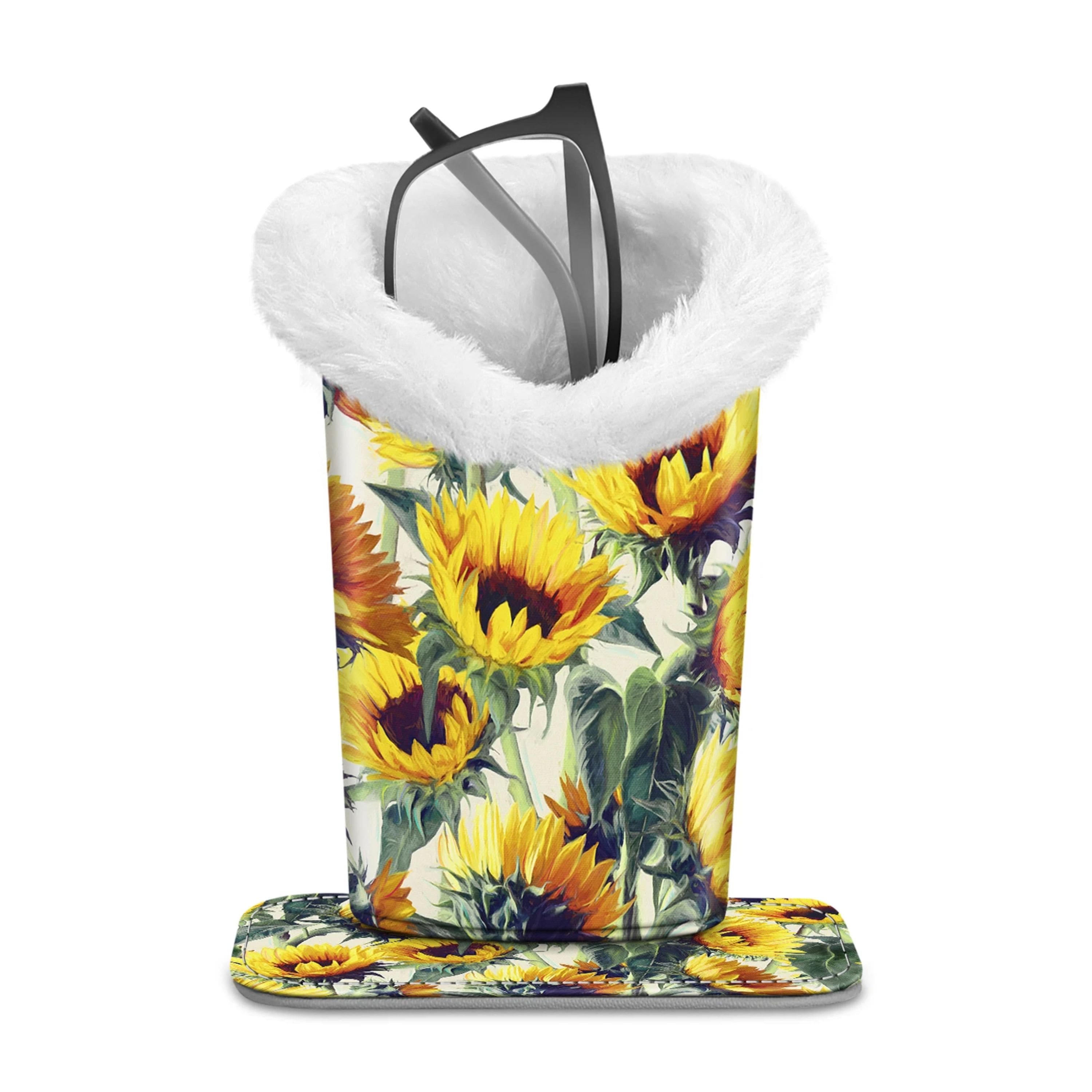 Kitcheniva - PU Leather Plush Lined Eyeglasses Protective Cover Holder Magnetic Stand Desk Organizer - Sunflowers price history on PriceWatchPro