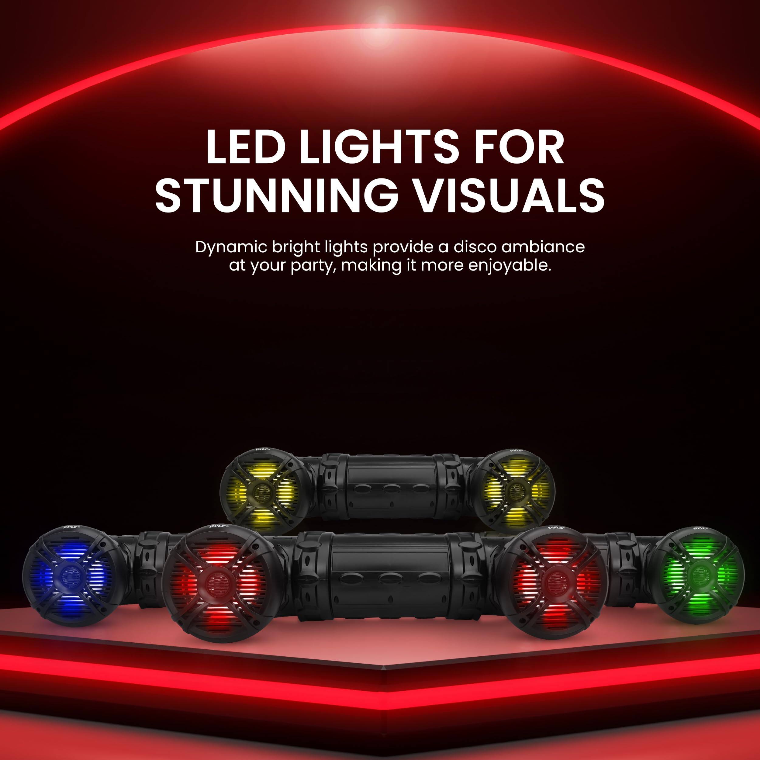 LED LIGHTS FOR STUNNING VISUALS

Dynamic bright lights provide a disco ambiance at your party, making it more enjoyable.