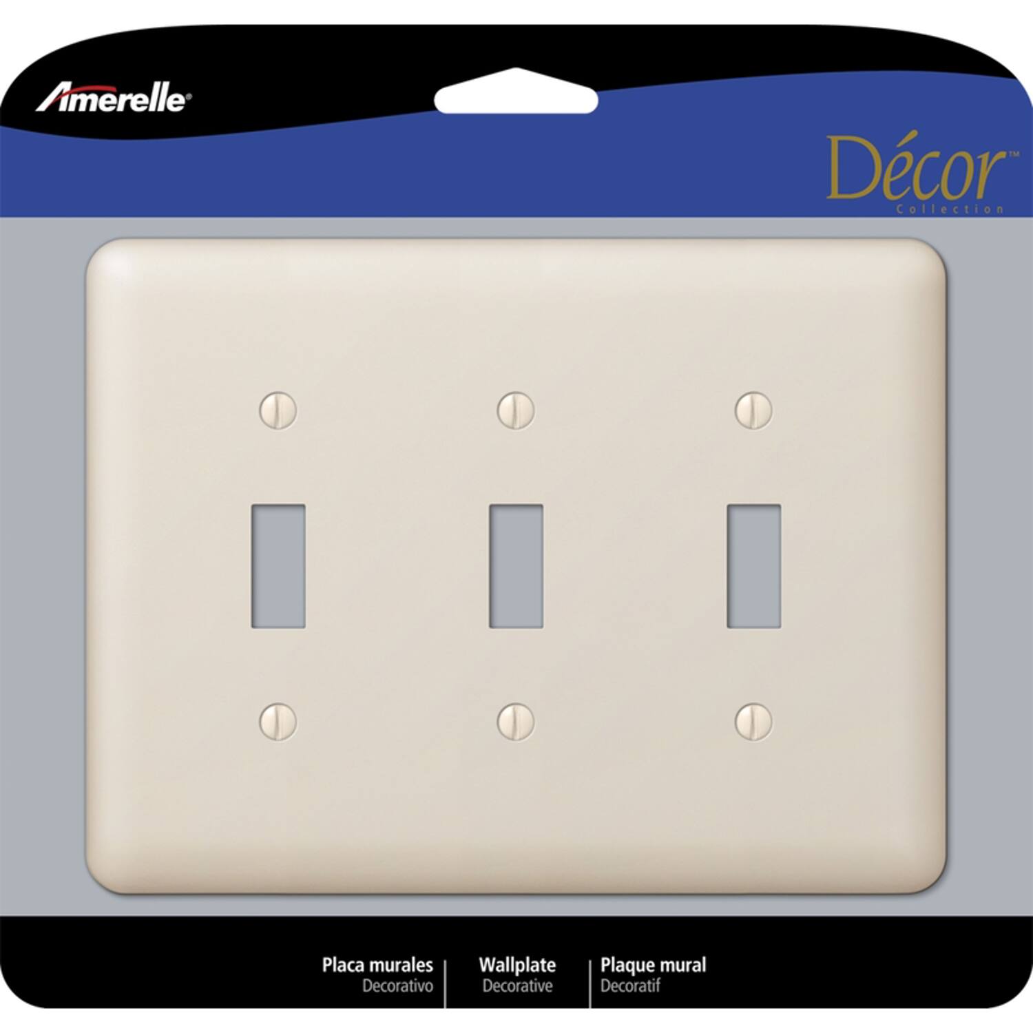 AMERELLE - Devon Light 3 gang Stamped Steel Toggle Wall Plate 1 pk - Almond