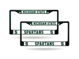 Rico Industries - Michigan State Spartans Green Painted Chrome Metal (2) License Plate Frame Set - Multi