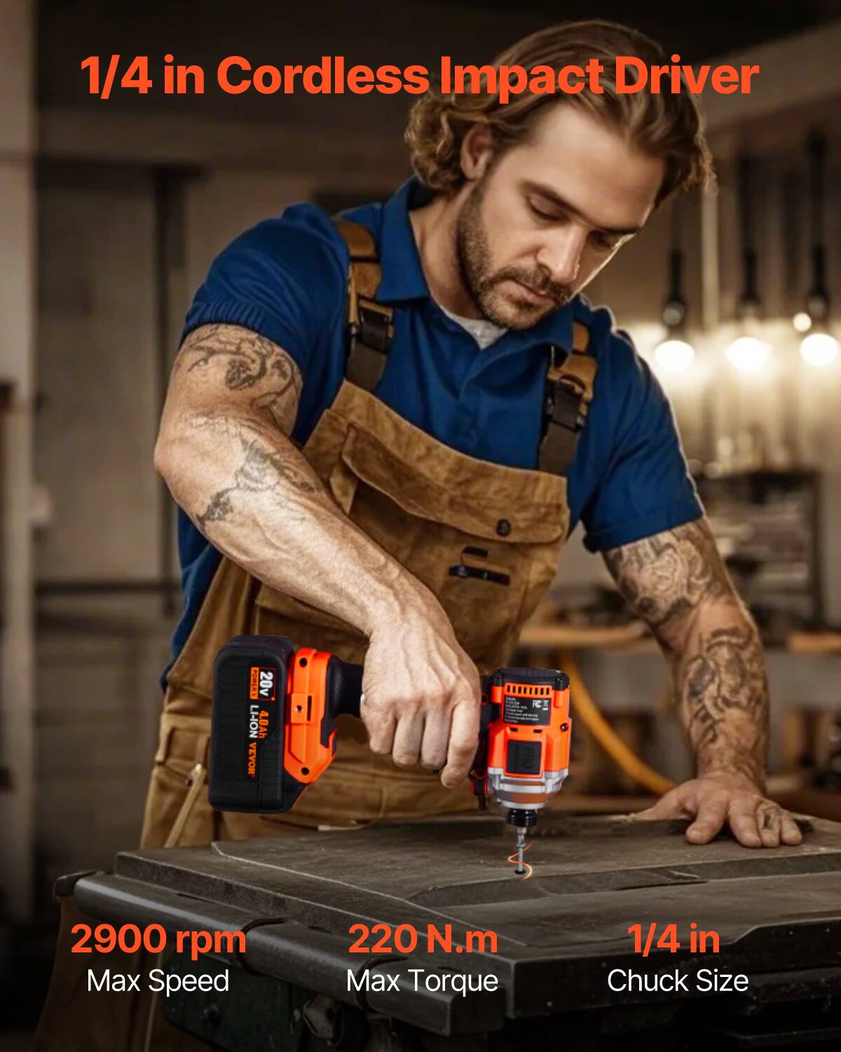 1/4 in Cordless Impact Driver

- 2900 rpm Max Speed
- 220 N.m Max Torque
- 1/4 in Chuck Size