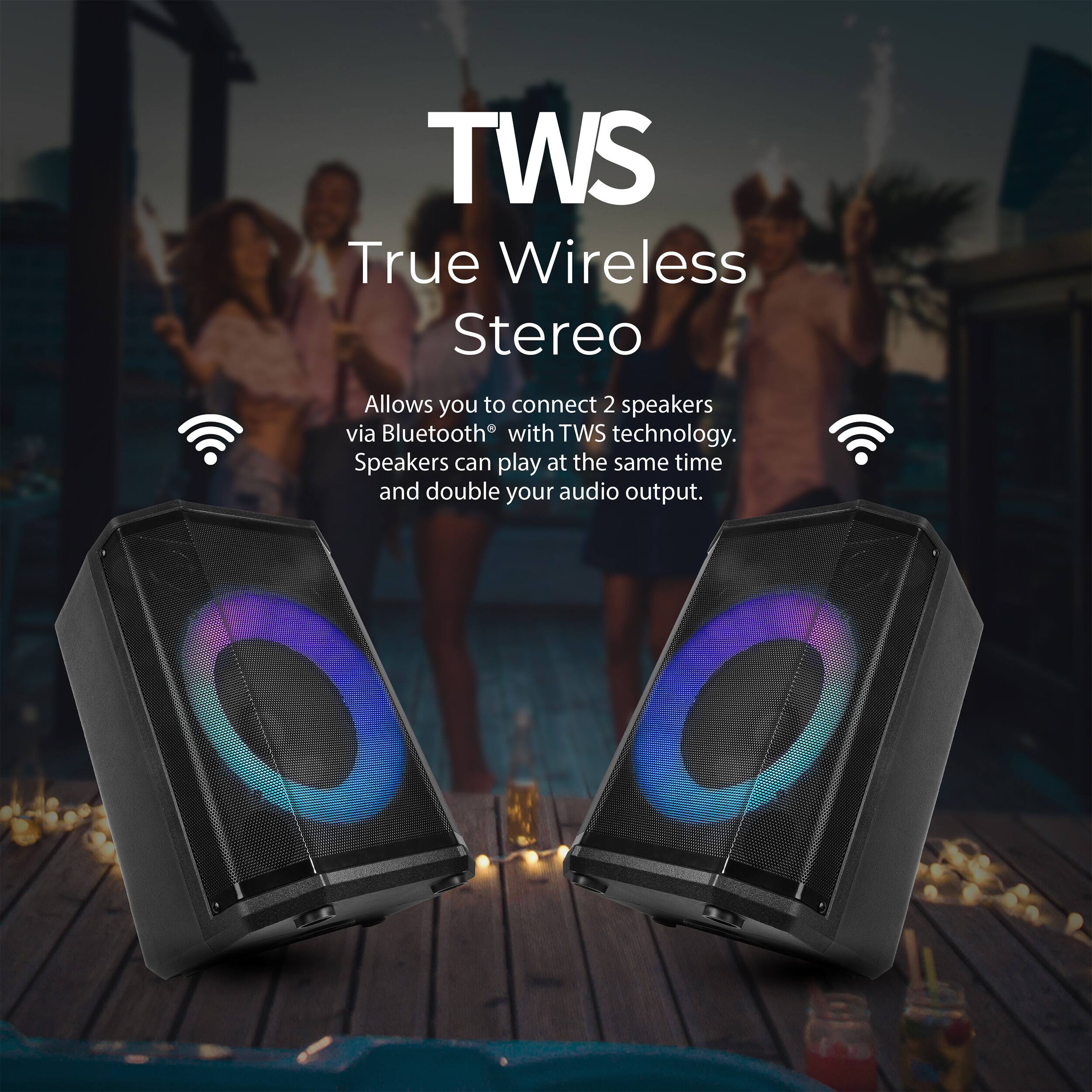 TWS True Wireless Stereo

Allows you to connect 2 speakers via Bluetooth® with TWS technology. Speakers can play at the same time and double your audio output.