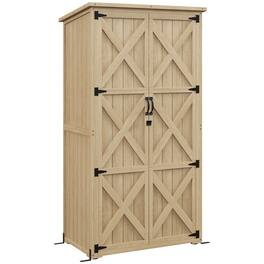 Outsunny - Wooden Garden Shed, Outdoor Storage Cabinet with Waterproof Asphalt Roof, Narrow Tool Shed with Shelves