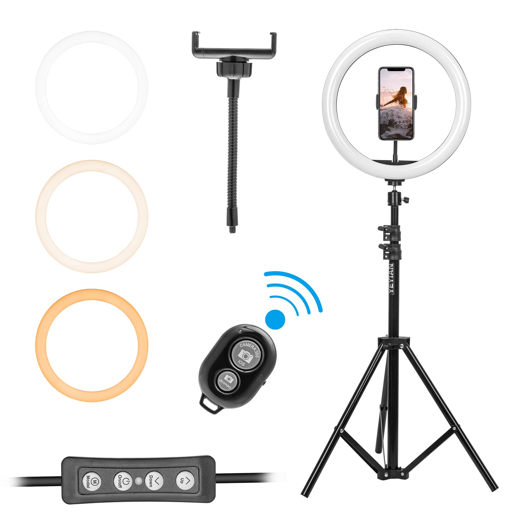 YEYIAN - Gimnli Series 2000 Video Conference, Gaming and Streaming Lamp, 3 Colors & 10 Brightness Levels - Black