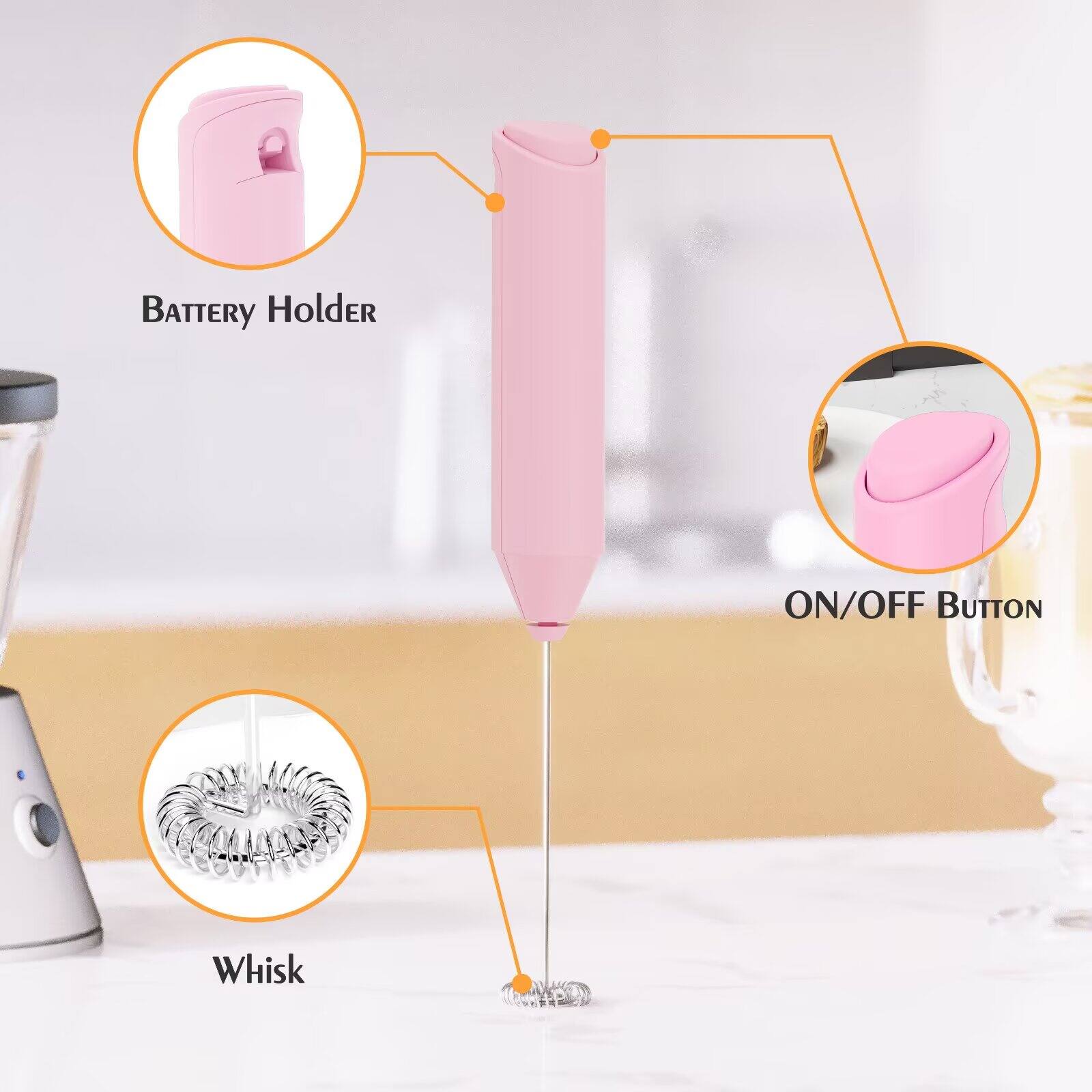 - Battery Holder
- ON/OFF Button
- Whisk