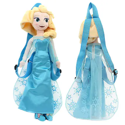 Front. Fast Forward - Frozen 14" Plush Backpack- Elsa - Blue.