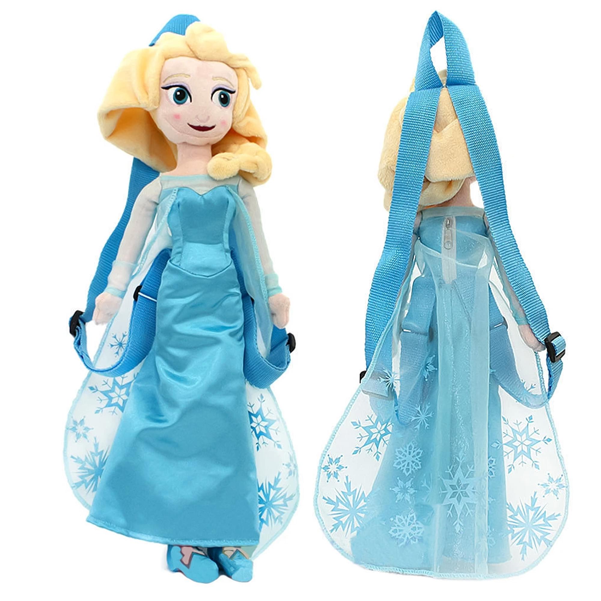 Front. Fast Forward - Frozen 14" Plush Backpack- Elsa - Blue.