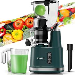 Aeitto - 3.3" Wide Feed Chute Slow Juicer Machine, Masticating Juicer for Fruits and Vegetables - Green
