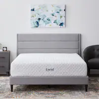 Lucid Comfort Collection - 12-inch Firm Gel Memory Foam Mattress - Queen - White - Front_Zoom