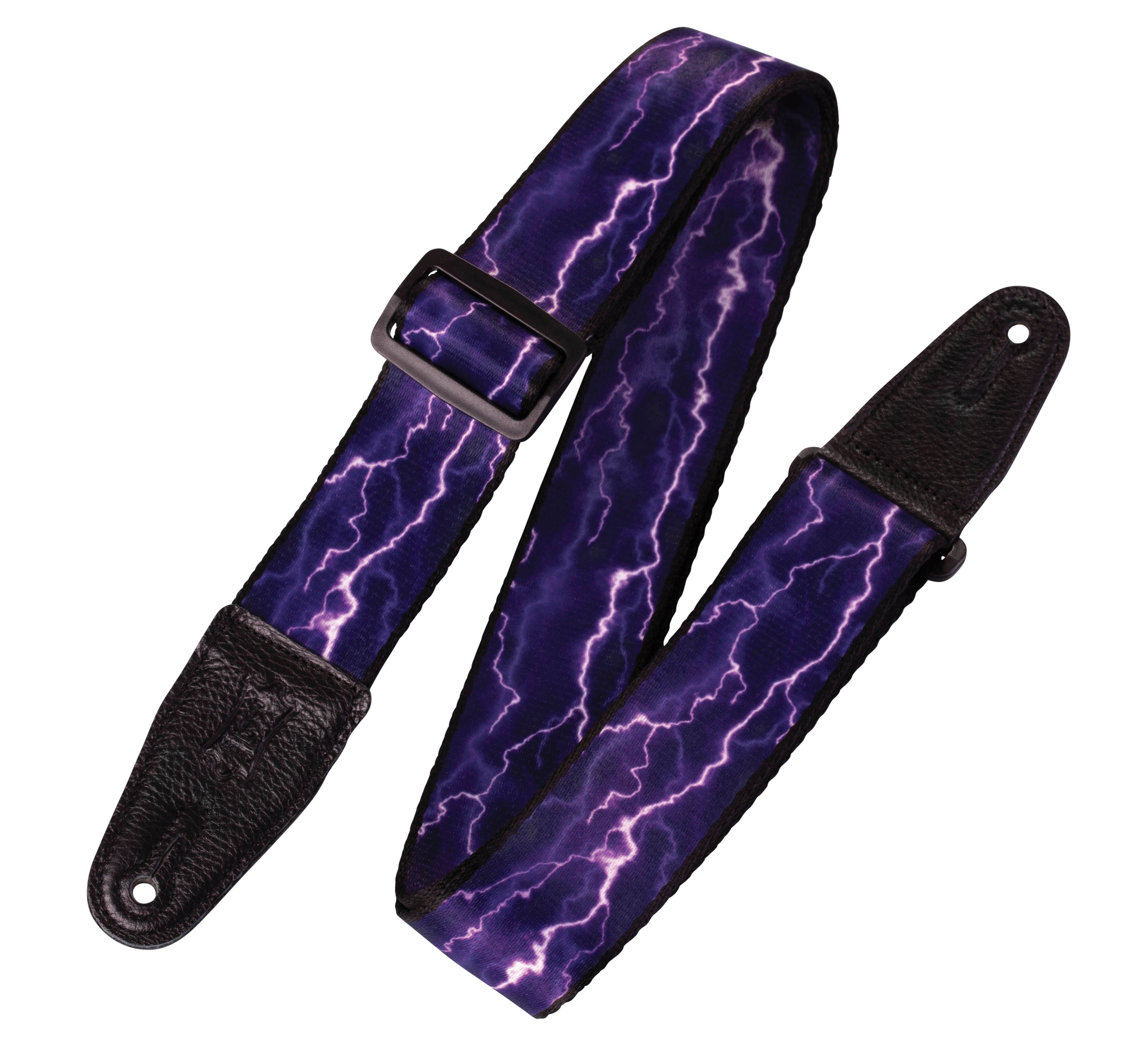 Front. Levy's Leathers - Polyester Guitar Strap, Print Series - 2 inch. Wide - Lightning.