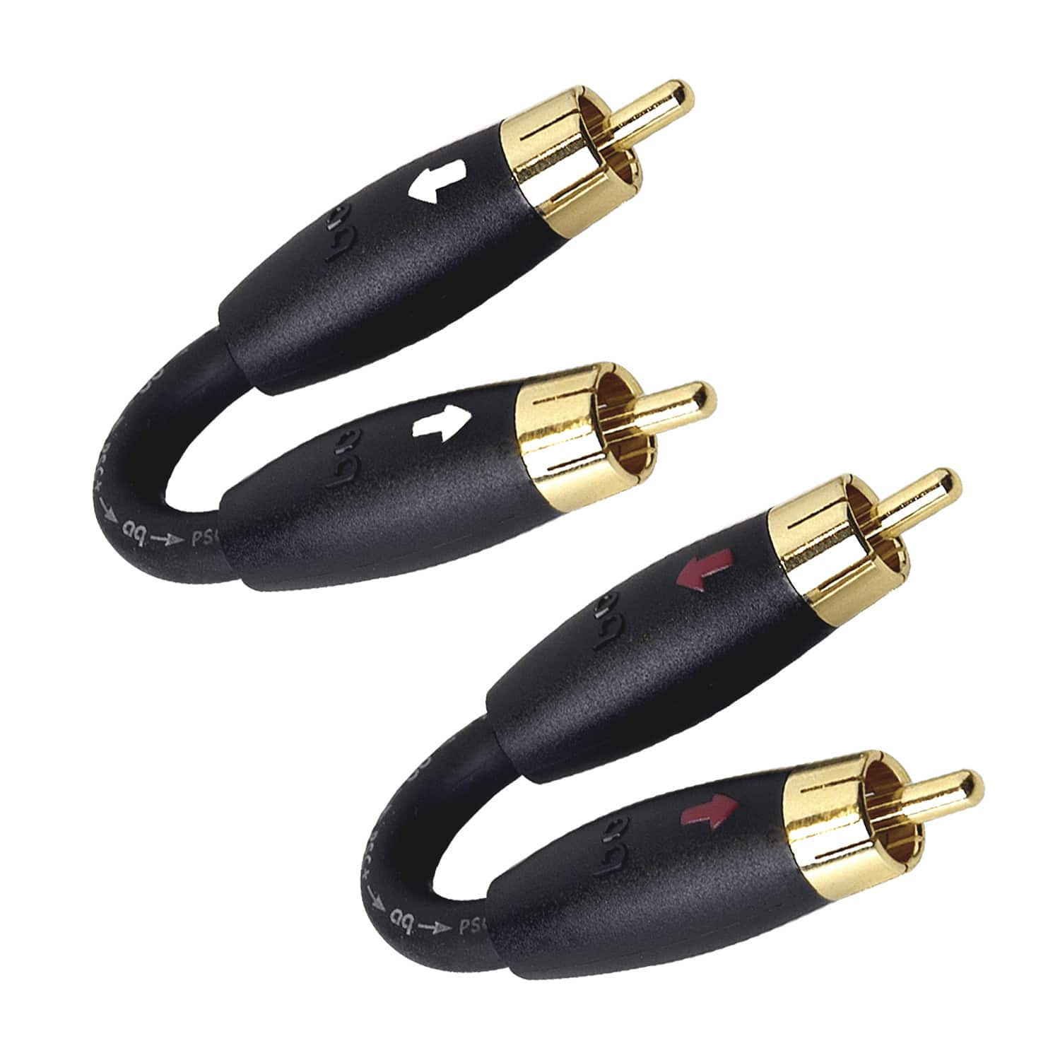 Front. AudioQuest - Pre-Amp Jumpers '  RCA Male > Male with RCA to RCA Connectors - Black.