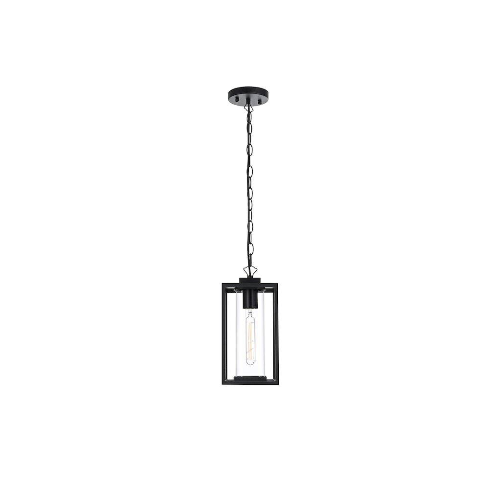 Back. Elegant Lighting - Memphis 7 inch Outdoor Pendant in Black - Black.