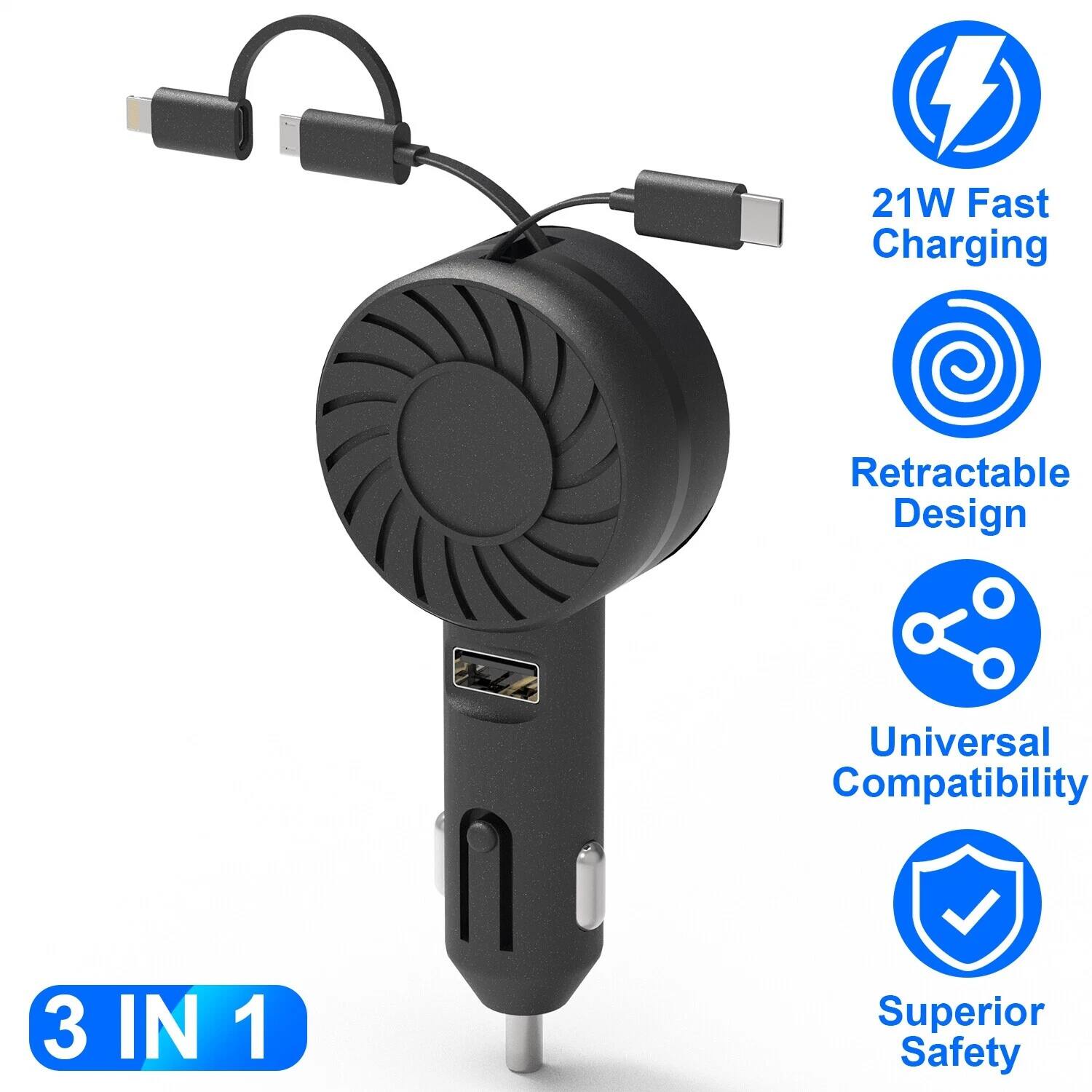 - 21W Fast Charging
- Retractable Design
- Universal Compatibility
- Superior Safety
- 3 IN 1
