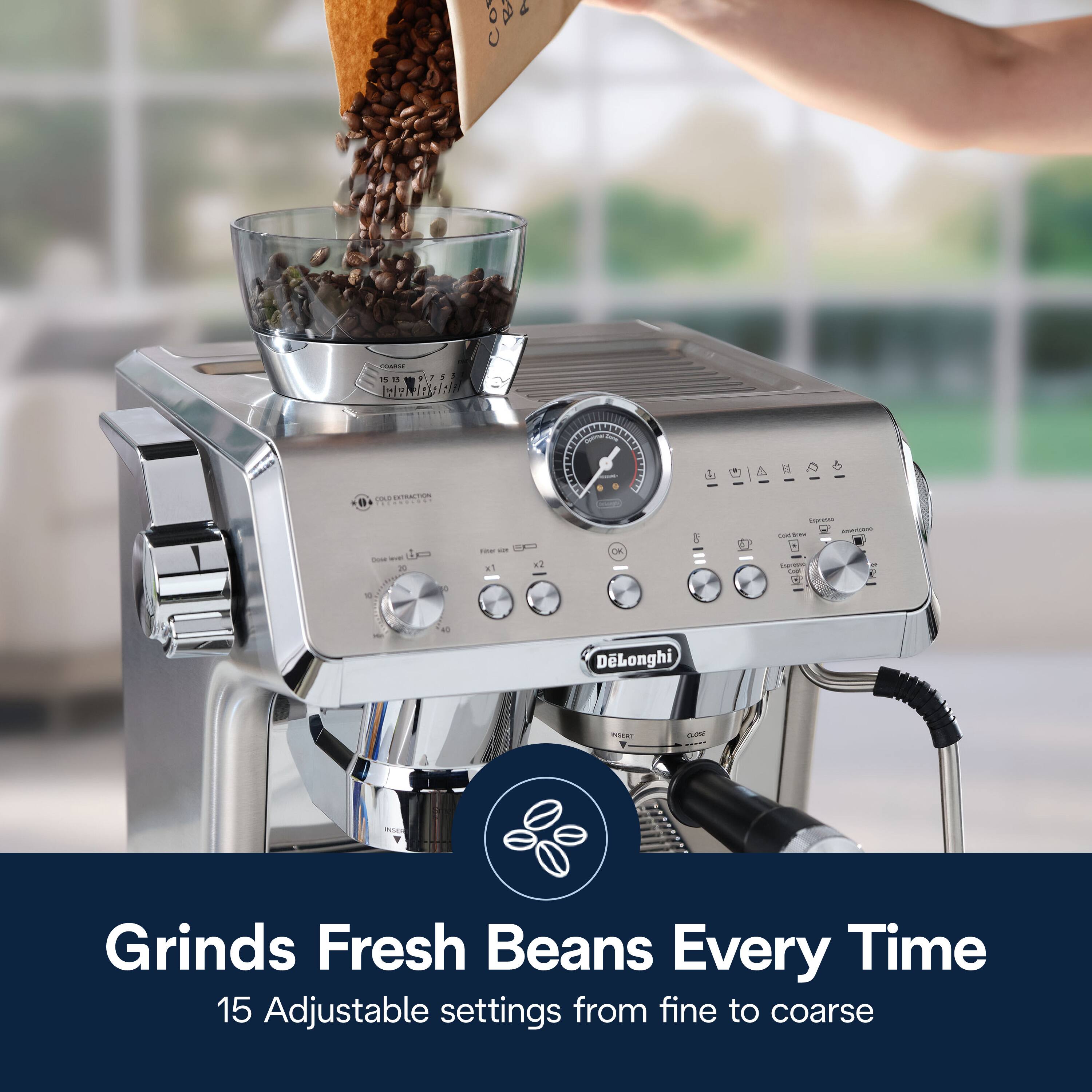 Grinds Fresh Beans Every Time 15 Adjustable settings from fine to coarse