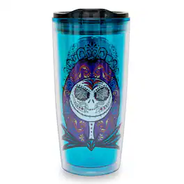 Disney - Nightmare Before Christmas Sugar Skulls Plastic Travel Tumbler with Lid - Blue