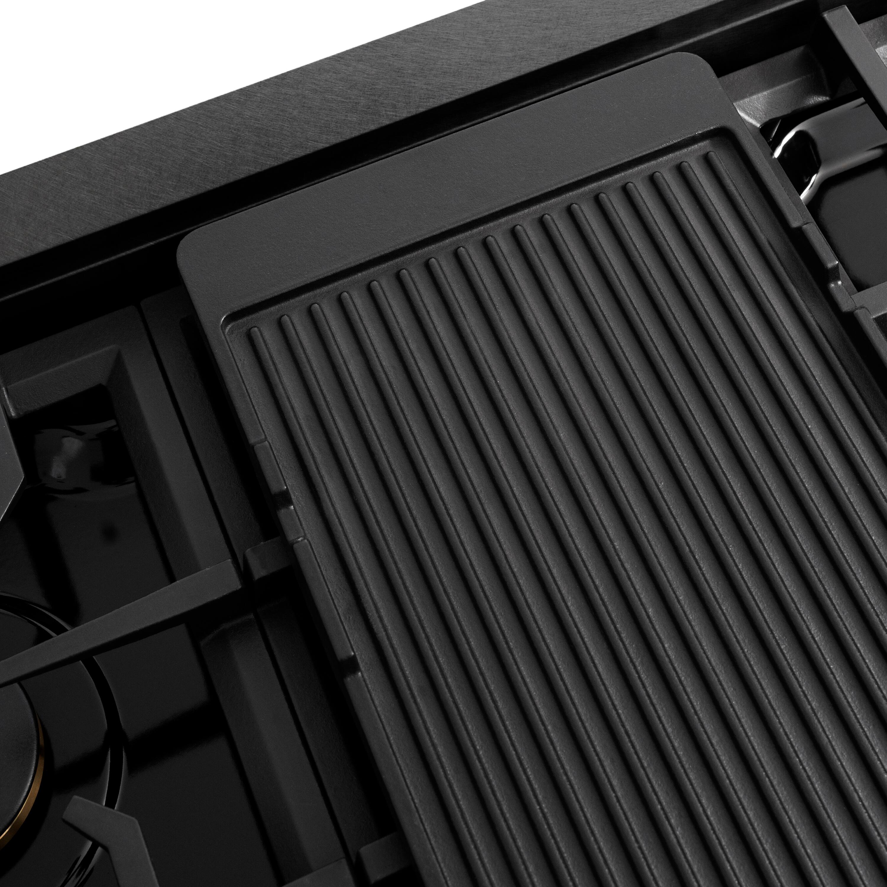 Back. ZLINE - Designer 48 in. 8 Burner Paramount Gas Rangetop in Black Satin Steel with Black and Bronze Accents (SRTBSZ-48-MBCB) - Black Satin Stainless Steel.