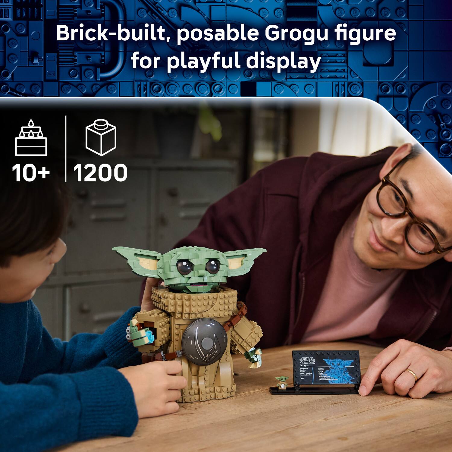 Brick-built, posable Grogu figure for playful display

10+ 1200