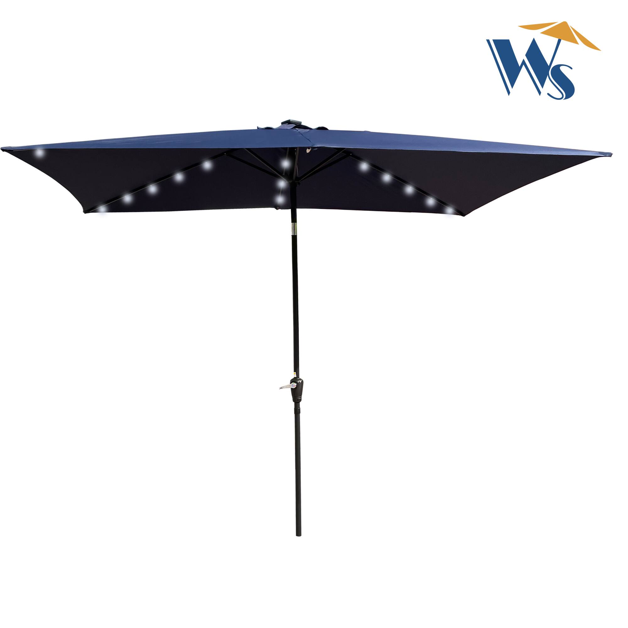 Angle. Loheer - Loheer 10x6.5 Rectangular Patio Umbrella Solar LED Lighted Outdoor Umbrella with Crank Push Button Tilt.