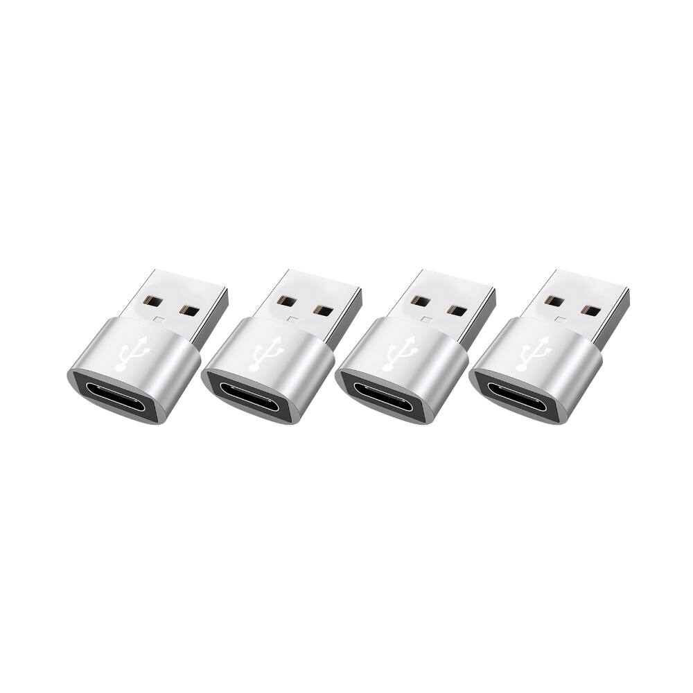 Alt View 1. Qixxronics - 4PACK USB C Female to USB Male Adapter, USB C to USB Adapter for Chargers, MacBook, Laptops, PC, Computers and More - Silver.