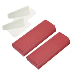 Unique Bargains - 2pcs Hard Shell Eyeglasses Case Leather with Cloth Lightweight PU for Sunglasses - Red