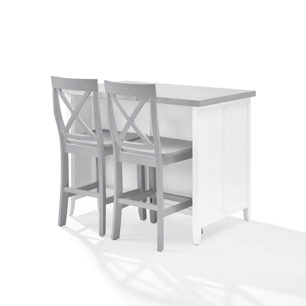 Alt View 3. Crosley Furniture - Silvia Stainless Steel Top Kitchen Island W/X-Back Stools - White.