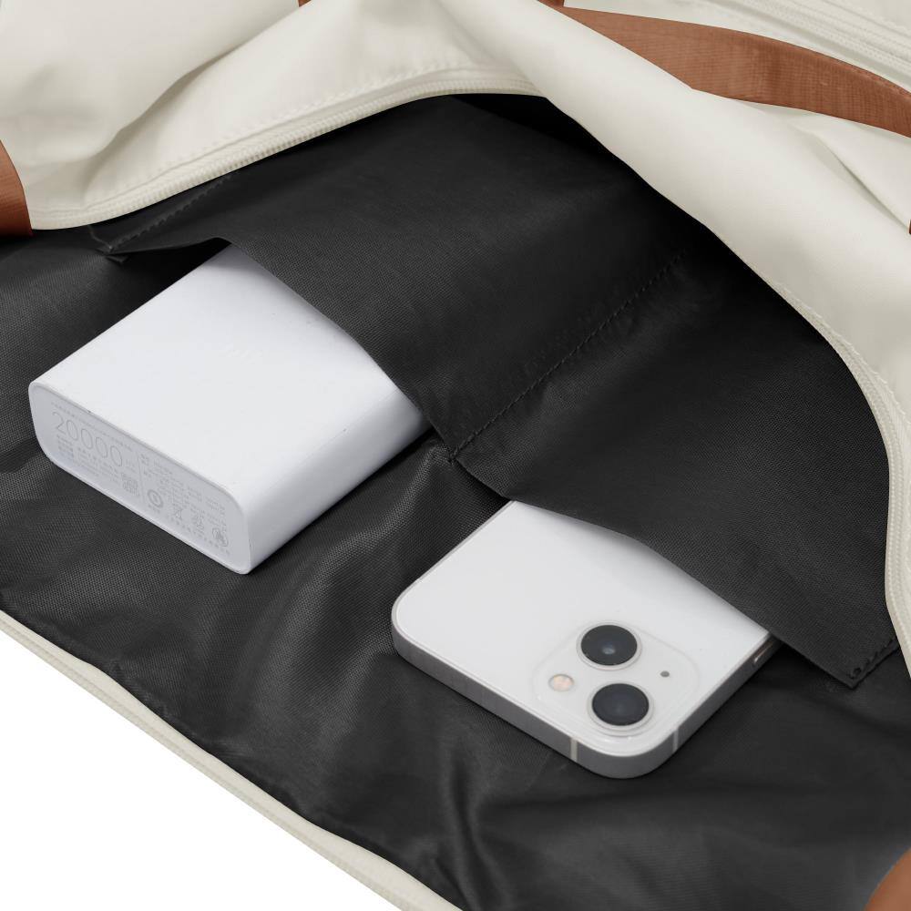 Back. BreeBe - 4 Piece Luggage Set, Expandable ABS Durable Suitcases with Travel Bag, Carry On Set with 360° Spinner Wheels - Ivory.