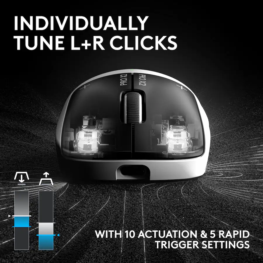 INDIVIDUALLY TUNE L+R CLICKS PROX2 WITH 10 ACTUATION & 5 RAPID TRIGGER SETTINGS