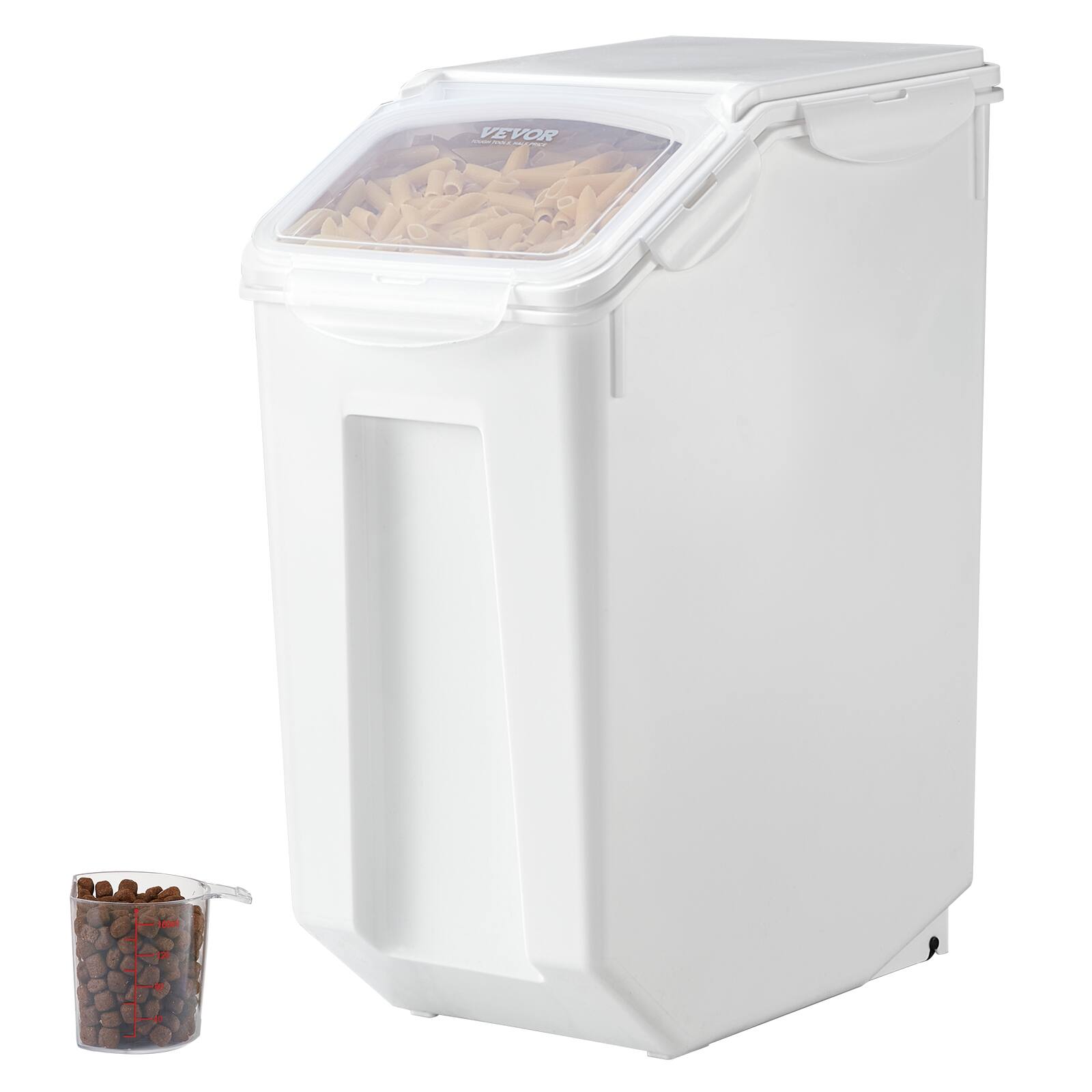 Alt View 5. VEVOR - Rice Storage Container, 4.5Gallon/20L Capacity Large Dog Food Dispenser Bin, Kitchen Ingredient Grain Cereal Flour Bin - White.