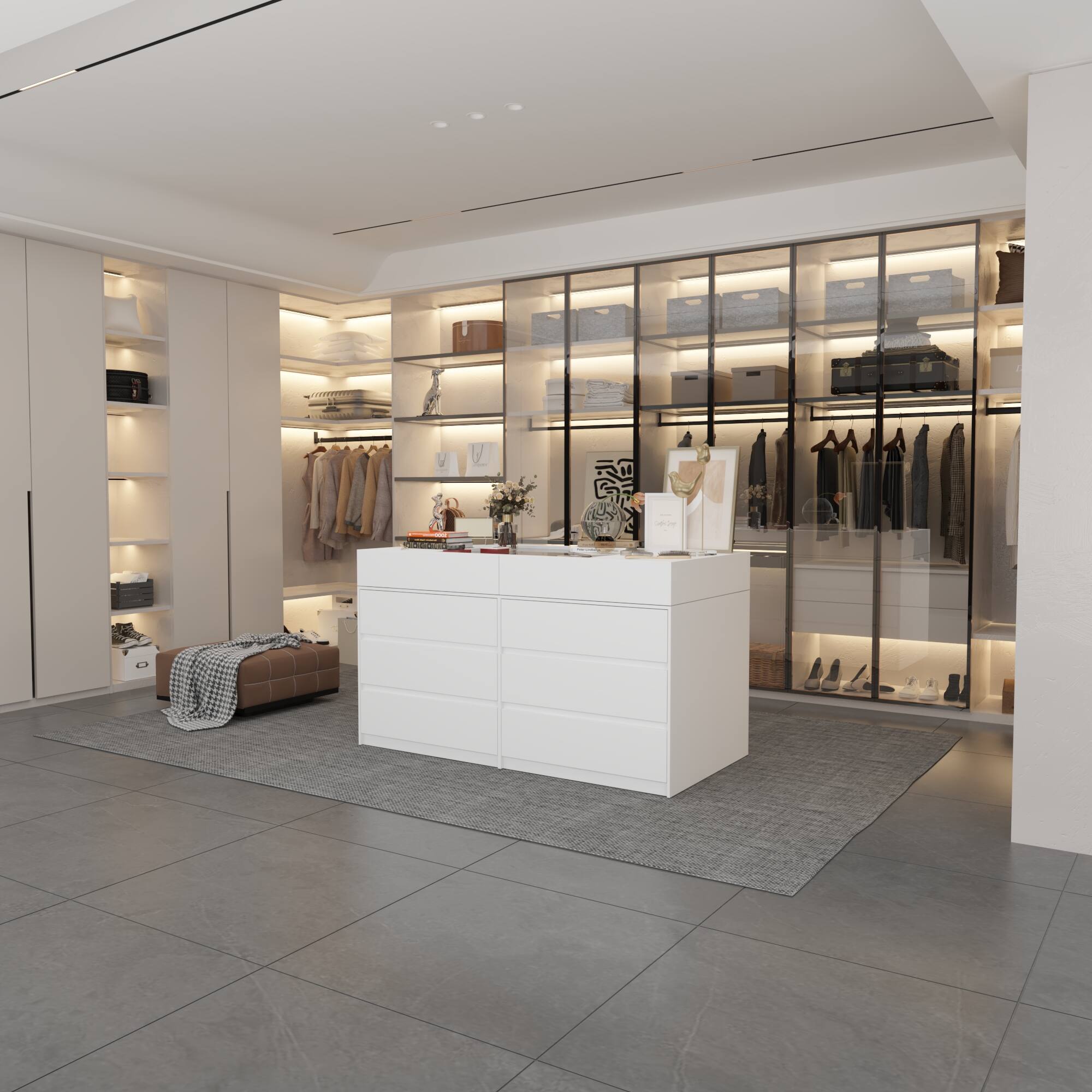 Alt View 10. Famapy - Famapy Closet Island Dresser with Glass Top: Organized Storage for Jewelry & Accessories - White.