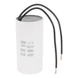 Unique Bargains - 60uF CBB60 Running Capacitor, AC 450V 2 Wires 50/60Hz for Refrigerators, Washing Machines, Water Pumps - White