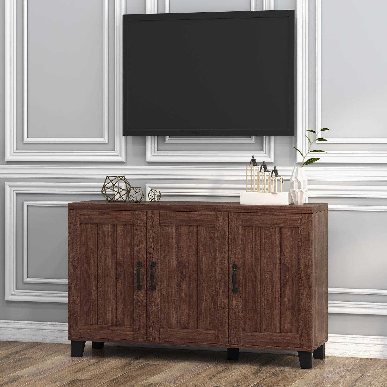 Alt View 5. Boyel Living - Brown Versatile 3-Door Buffet Cabinet with Adjustable Shelves and Anti-Tipping Safety - Brown.