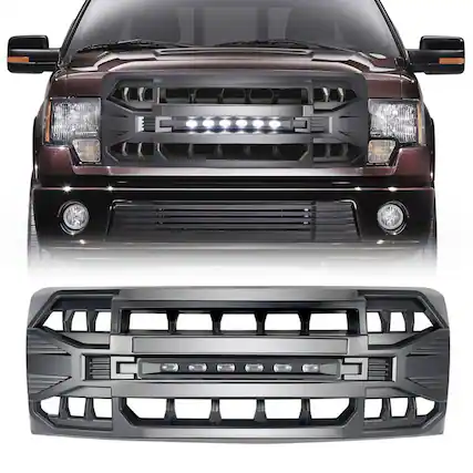 Front. AMERICAN MODIFIED - AMERICAN MODIFIED Armor Grille with Off Road Lights for 2009-2014 Ford F150 - 09-14 F-150 (w/ Offroad LED).
