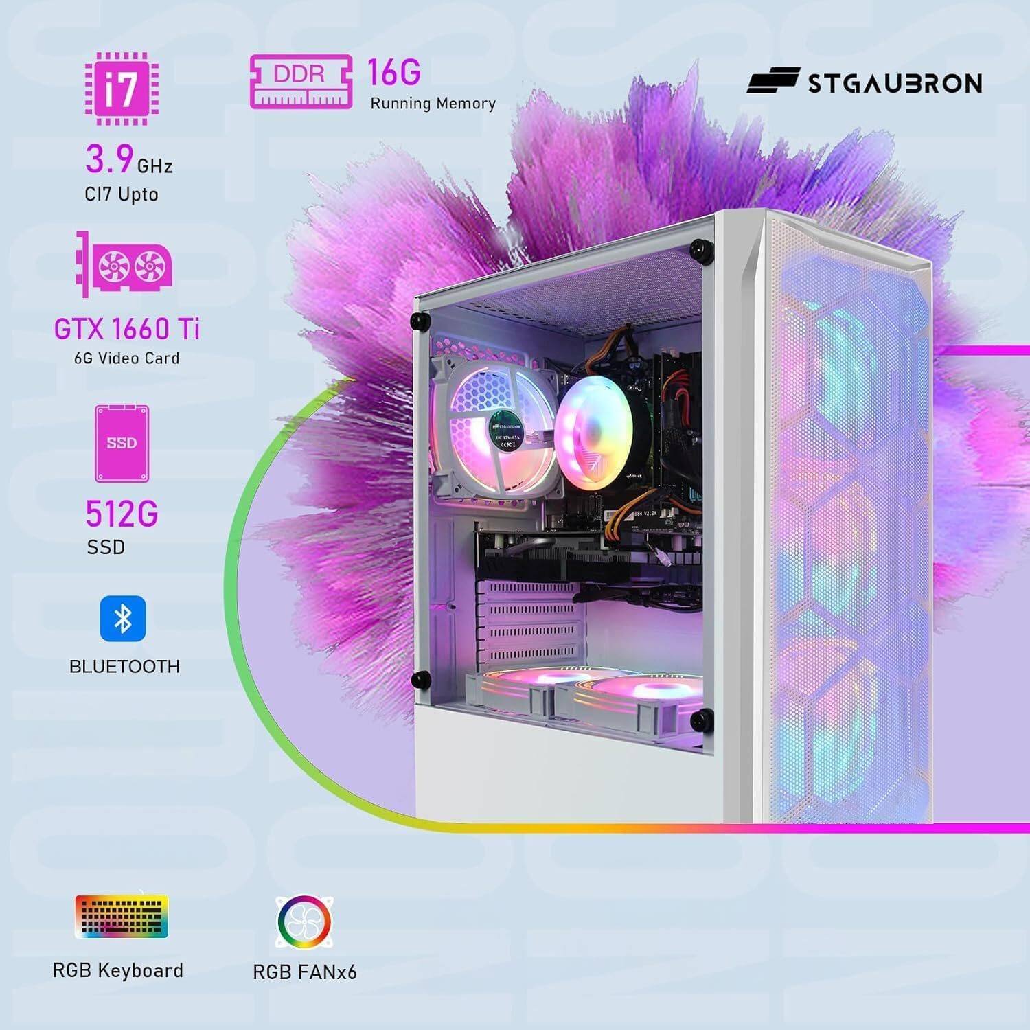 ■ハイグレード・メディアPC■ i7/16G/1.24T■Ubuntu St搭載 STGAubron Gaming Desktop PC, GeForce GTX 1660 Ti 6G, Intel Core I7