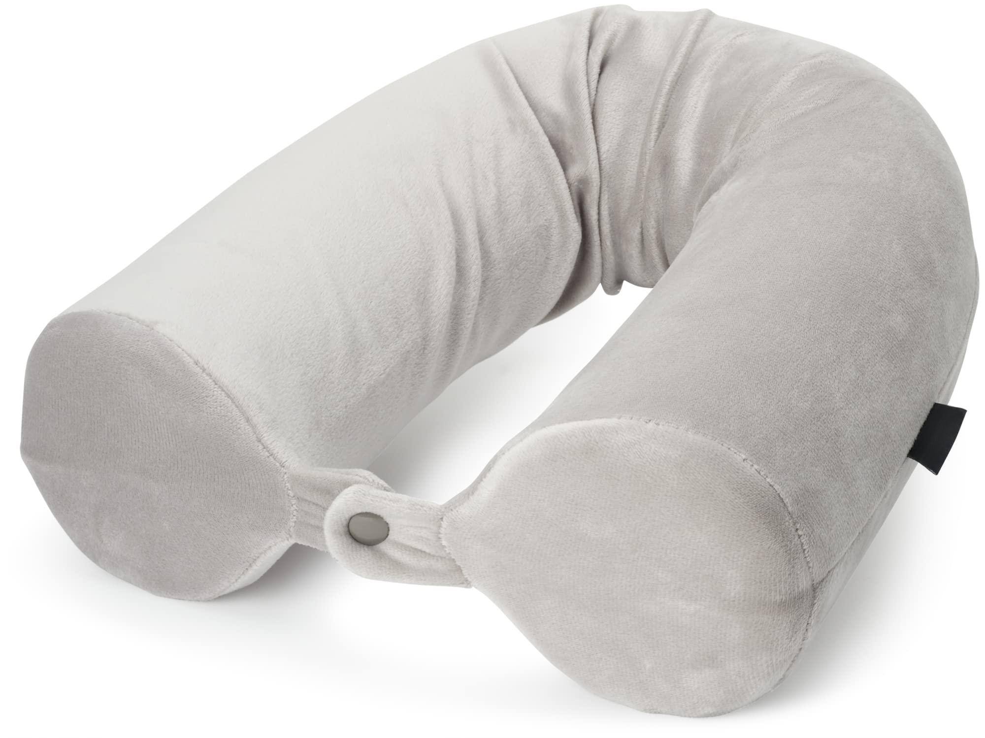 Front. Fabibe - Free Form Travel Pillow - Lightweight Flexible Memory Foam Neck For Sleeping Car Airplane & Support Size: One Size Black - Grey One Size.