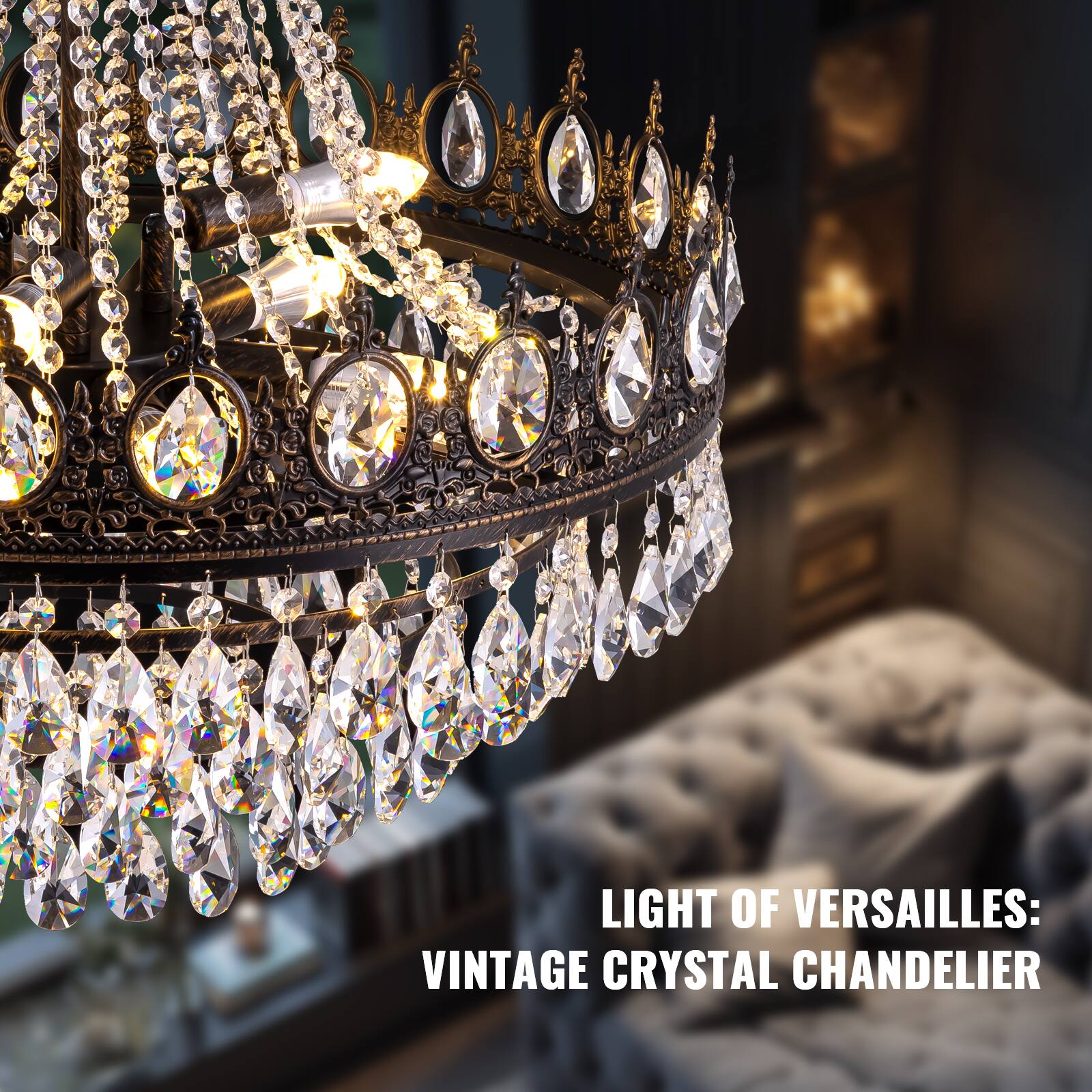 WA VINTAGE LIGHT CRYSTAL OF CHANDELIER VERSAILLES:

LIGHT OF VERSAILLES: VINTAGE CRYSTAL CHANDELIER