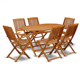 East West Furniture - Wooden Patio Set Natural Oil - Brown