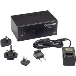 Black Box Network Services - KVM Switch - 2-Port, Dual-Monitor, HDMI 2.0, 4K 60Hz, USB 3.0 Hub, Audio - Multicolor