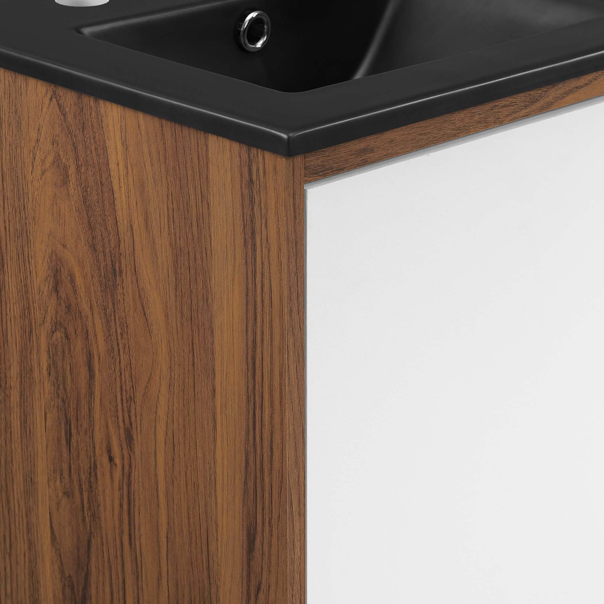 Alt View 6. Modway - Transmit Bathroom Vanity Basin Included - Walnut Black.
