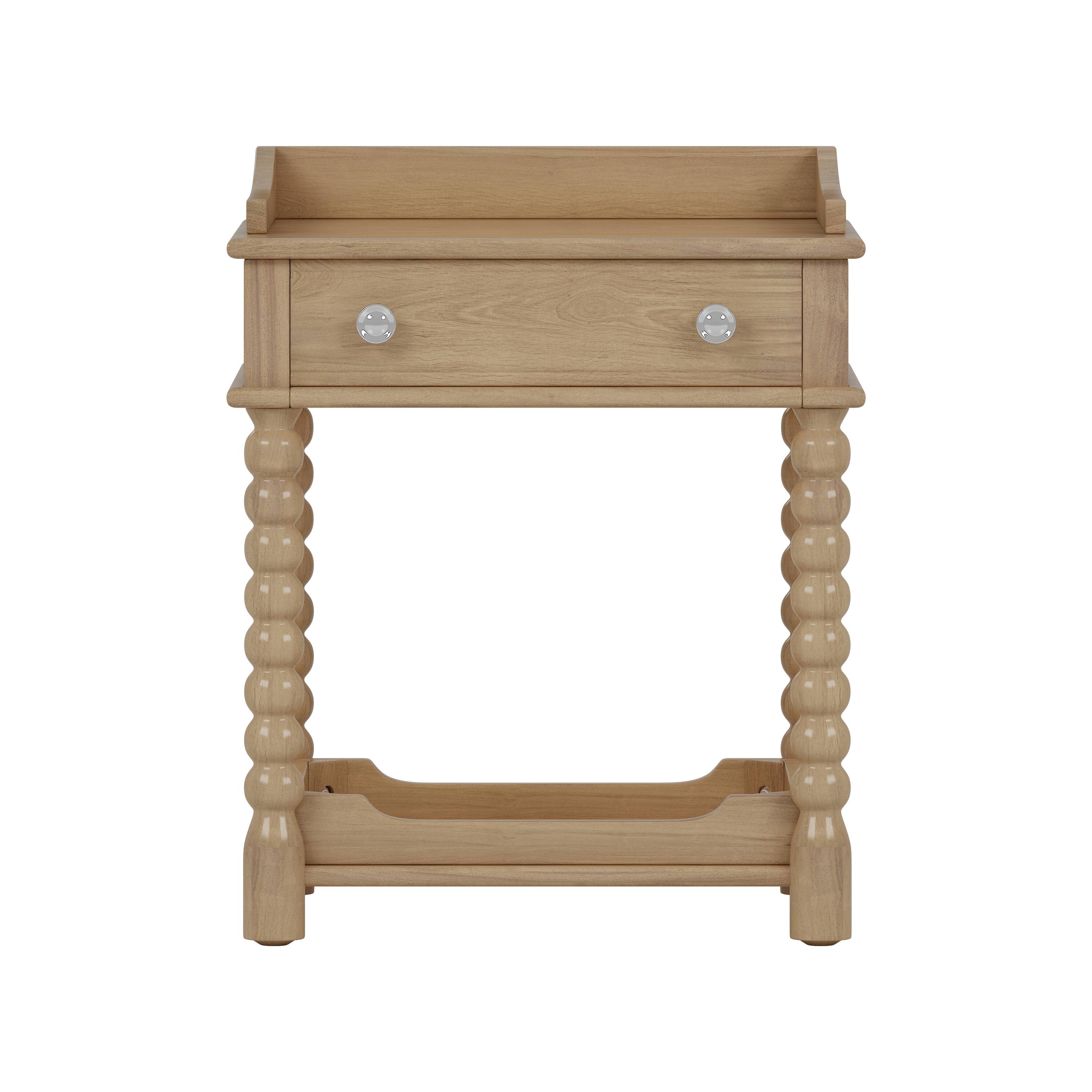 Alt View 6. Spaco - Spaco Retro Nightstand, 1 Drawer and Open Shelf Nightstand, Turned Legs, Metal Handle, for Bedroom, Living Room - Natural.