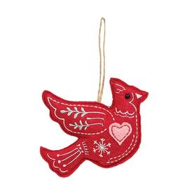 BreeBe - Yuletide Folklore Stuffed Felt Cardinal Ornament - Red