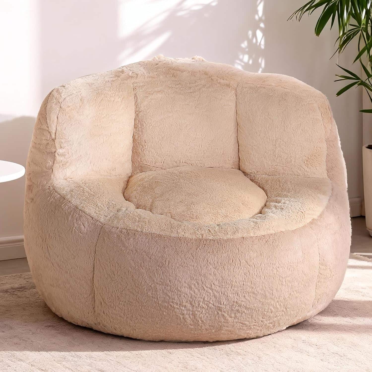 Trinkets Crazed - Bean Bag Chair, Multicolor 41.7" Oversized Cloud Bean Bag Sofa with Back Support - taupe