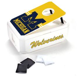 Indigo Falls - Michigan Wolverines 40-Can Cornhole Cooler - White