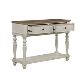 FurniFact - Rustic Sideboard Solid Wood Vintage Console Table With Drawers - White