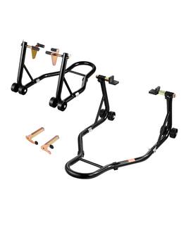 VEVOR - Motorcycle Stand Lift, 1100lbs Capacity Front Rear Combo Stand Lift, Front Wheel Dual-Fork Stand, Rear U+L Fork Swingarm - Black