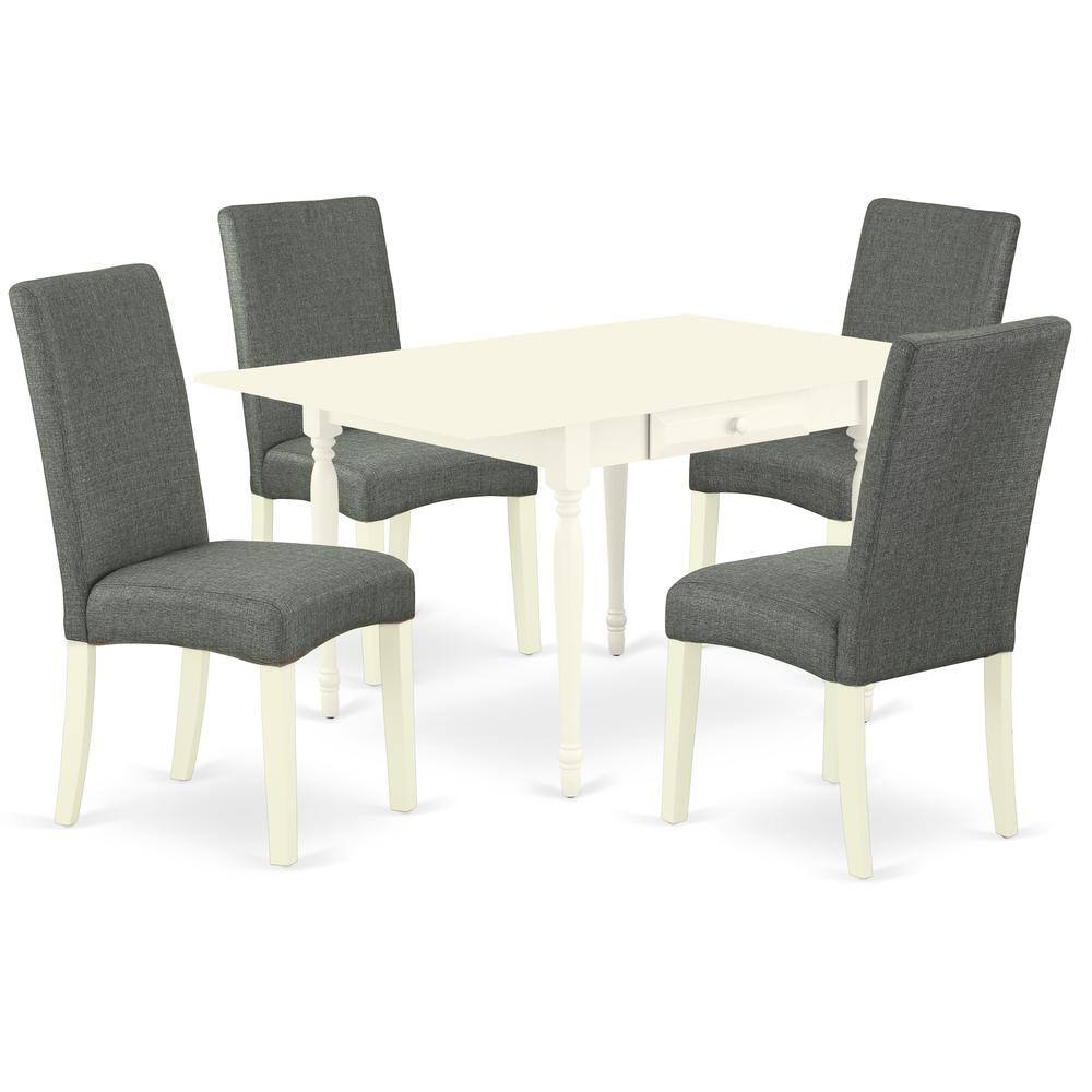 Left. East West Furniture - Dining Room Set Linen White - Brown.