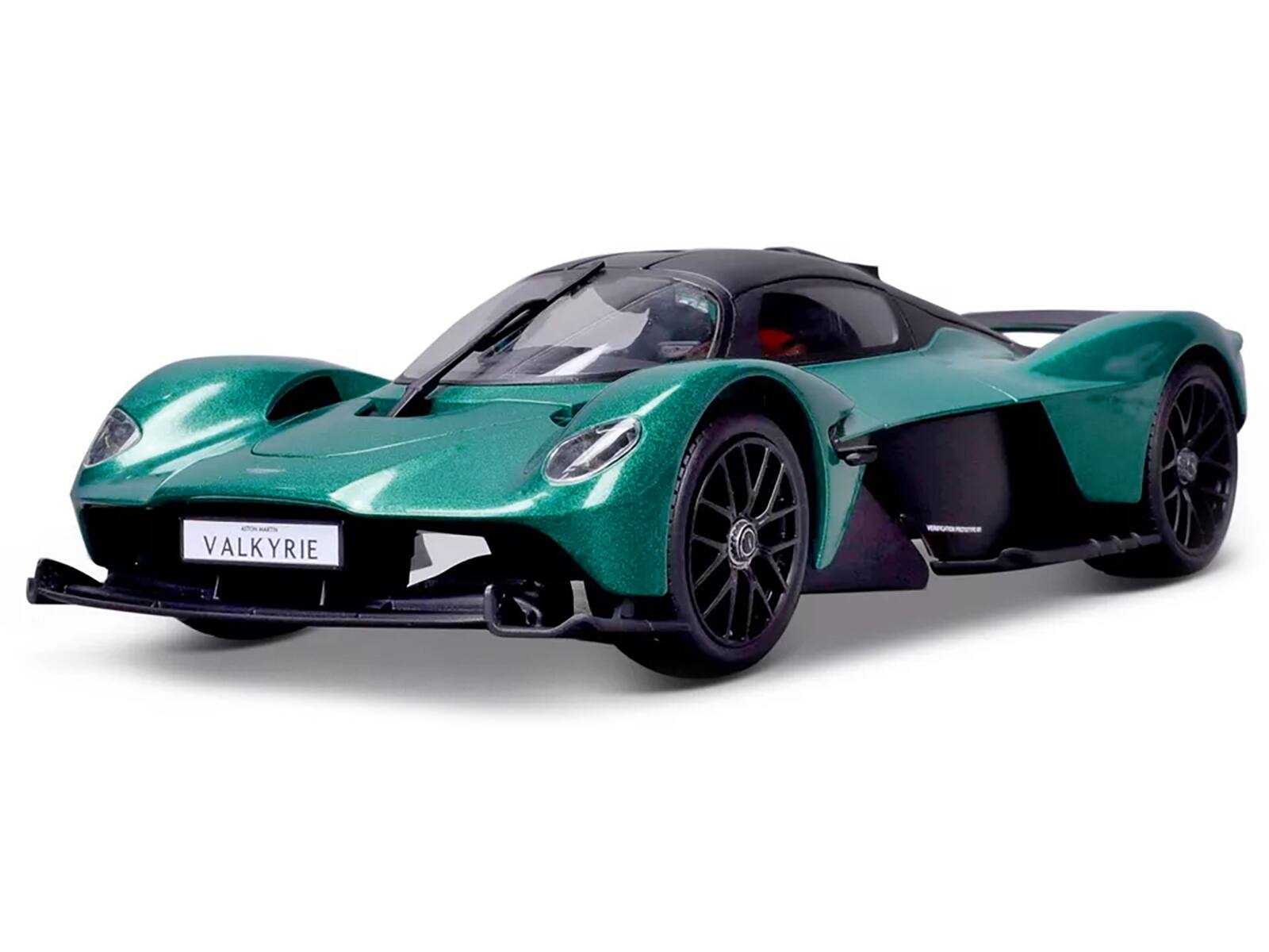 Angle. Maisto - Aston Martin Valkyrie Green Metallic with Matt Black Top "Special Edition" Series 1/18 Diecast Model Car by Maisto - Green Metallic And Matt Black.